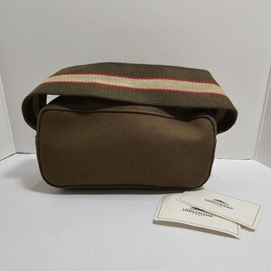 NWT Longchamp 1948 Canvas Pouch - Olive Green Small Handbag with Striped Handle